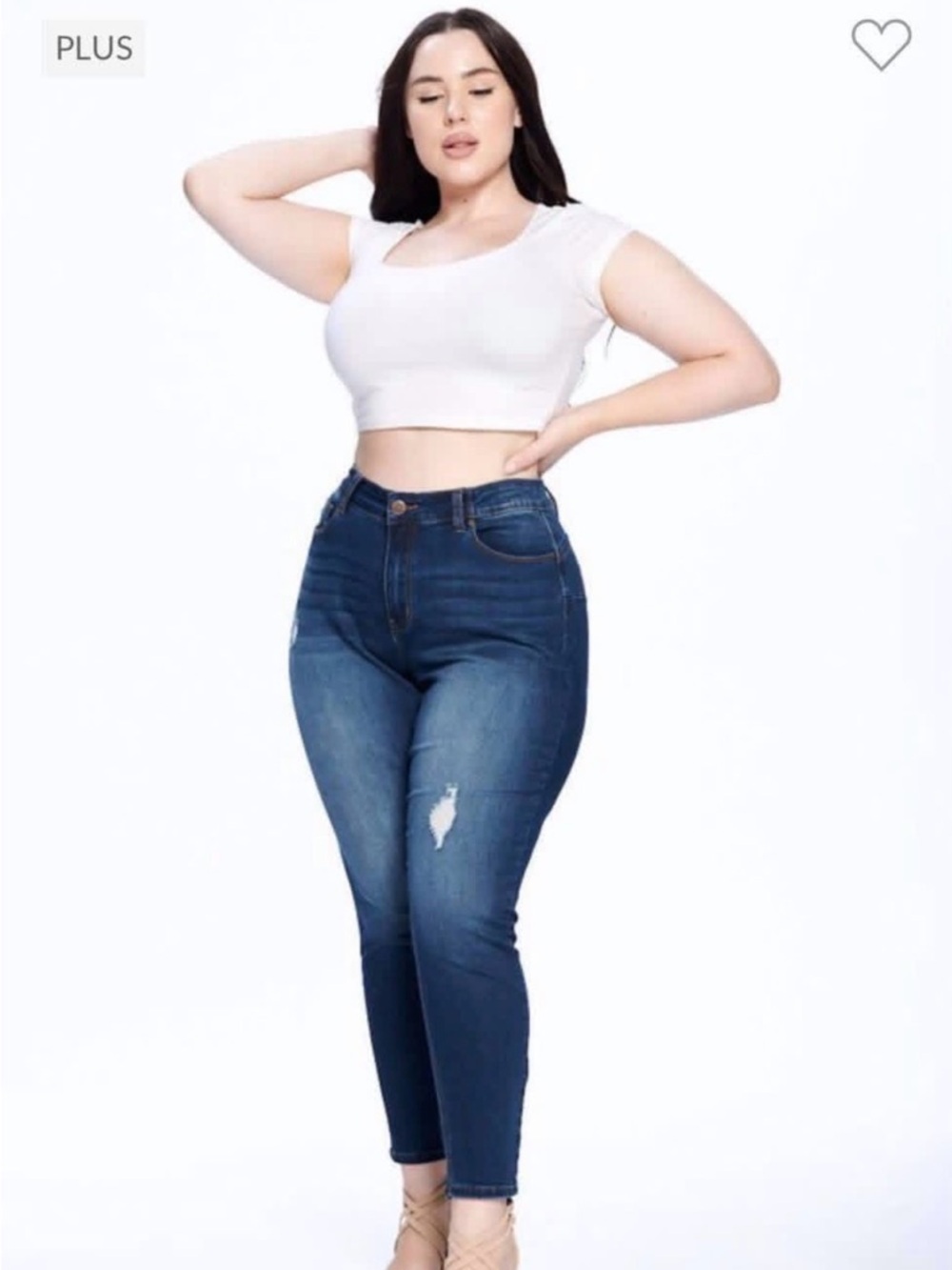 High-Rise Plus Size Skinny Jeans in Dark Blue Wash